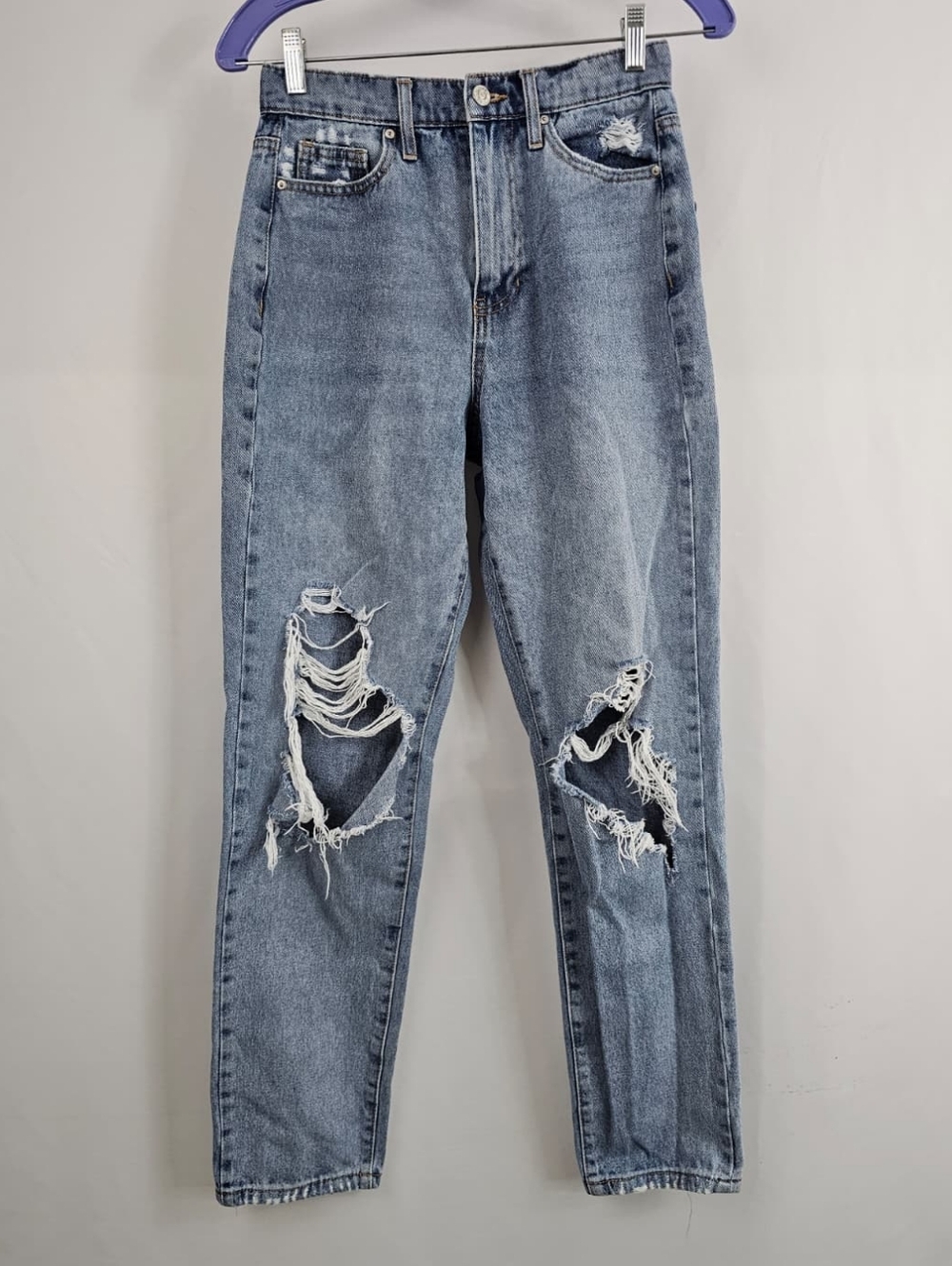 RSQ Women's Distressed Ripped High Rise Mom Jeans, Sz 1